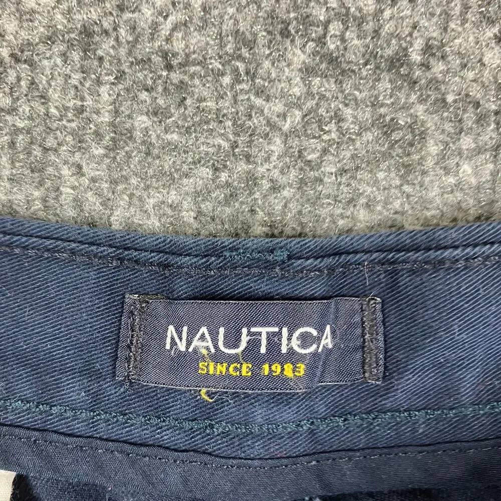 Nautica Shorts Mens Size 38 Navy Blue Flat Front Casual Chino Classic Fit‎